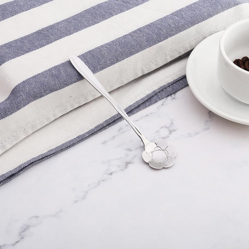 HANYANG Креативная посуда из нержавеющей стали Ложка для цветов с короткой ручкой Бытовая птичье гнездо Десертная ложка Ложка для перемешивания Ложка для цветов вишни