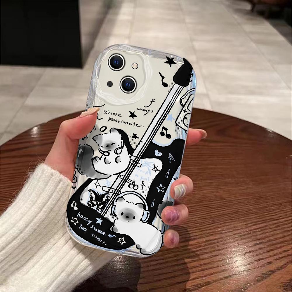 Черный Музыкальный Кот 3D Волна Чехол Для Samsung A73 A72 A71 A55 A54 A53 A35 A34 A33 A25 A24 A23 A15 A14 A05 A04 A03 4G 5G Обложка