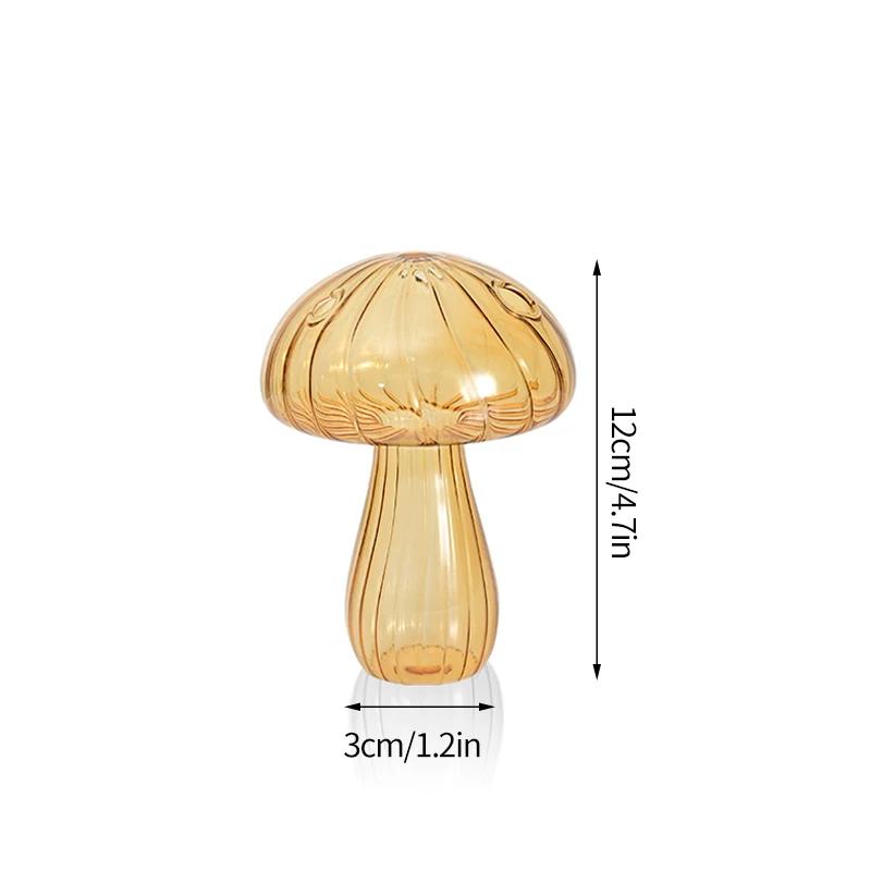 Mushroom Glass Vase Transparent Flower Bottle Small Vase Hydroponic Flower Pot Aromatherapy Bottle Office Desktop Ornament