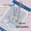 Light Blue Beaded Violin Phone Lanyard & Keychain Charm - Cute Girly Bag Accessory