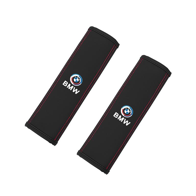 BERV3 2Pcs Car Leather Seat Belt Covers Car Interior Accessories Sticker For BMW X1 X2 X3 X5 X4 X6 X7 iX3 F20 F10 F07 E70 E46 E90 E92