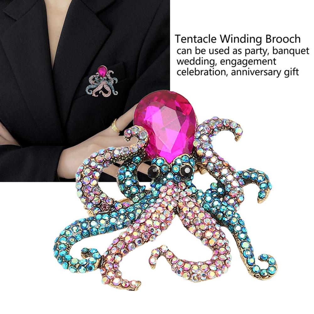 Purple Head Octopus Brooch Metal Alloy Animal Jewelry Brooch Octopus Pin Brooch Lapel Pin