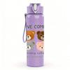 1PC Love Comes Teddy Bear 750ml Color Plastic Sports Water Bottle Leakproof Flip Straw Lid Suitable for Sports Office Home Use