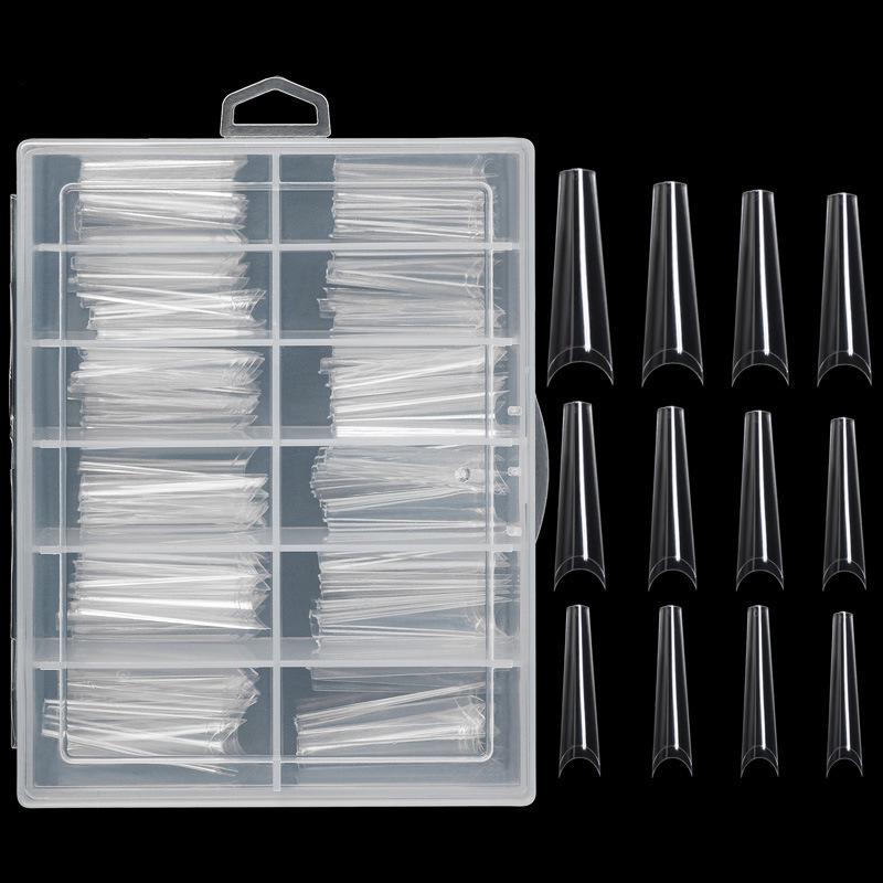 "Nail Art Extension Tips - 120 Ballet Style Square Tips with Full Adhesive Stickers"