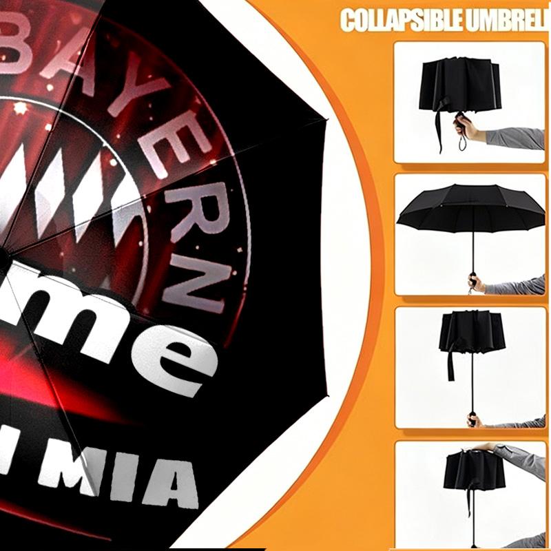 Custom Name Personalized FC Bayern Print Umbrella, Auto Open Close, 8‑Rib Sturdy Frame, Commute Camping Hiking Use, Birthday Gift