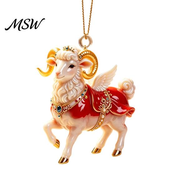 Indoor Holiday Decorations 2D Flat Christmas Sheep Hanging Ornament with Lanyard, Acrylic Office Tree Pendant for Home Party Festive Decor And