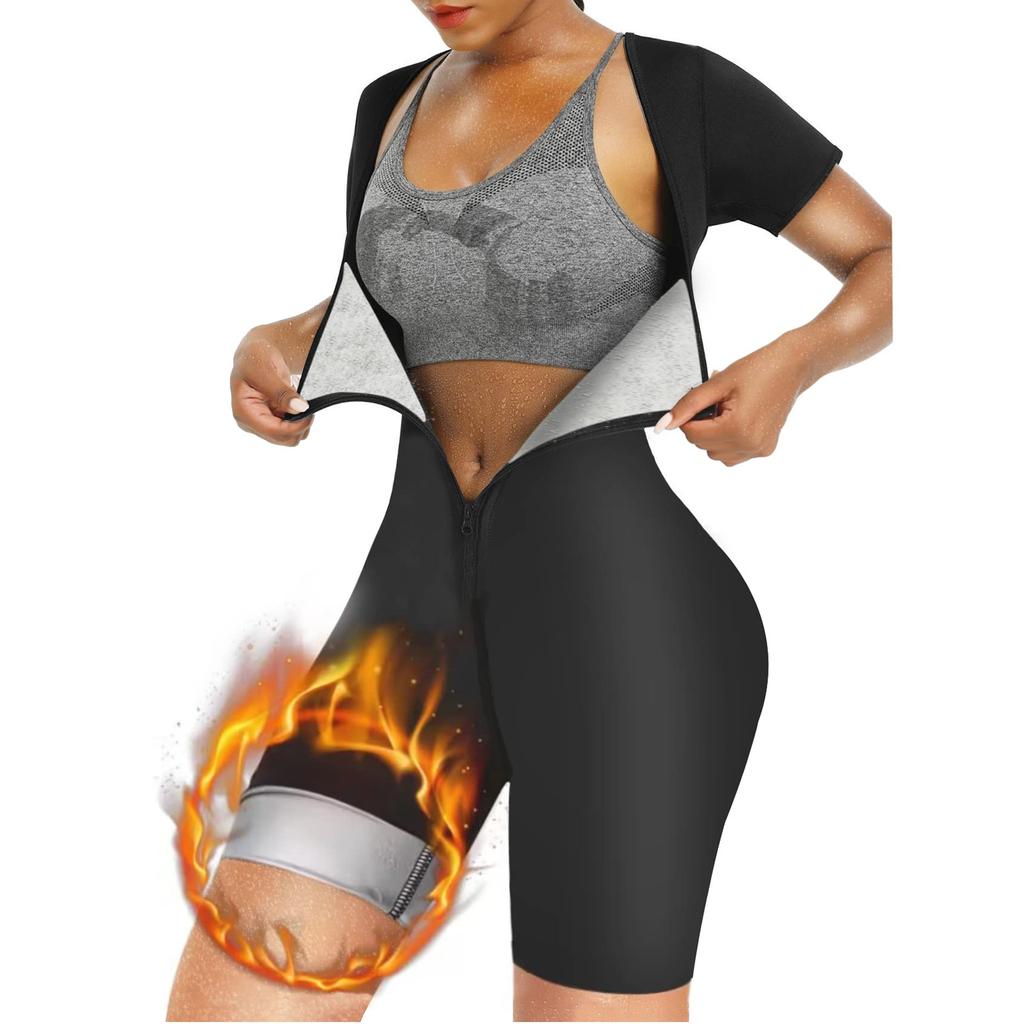 Костюм для сауны для женщин, формирователи пота, боди для похудения, корректирующее белье, рубашка, тренажерный зал, куртка на молнии, тренажер для талии, жилет, формирователь тела, шорты для сауны