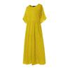 Women Dot Print Maxi Dress Summer Short Sleeve Crew Neck Long Dress Casual Pleated Swing Beach Sundress