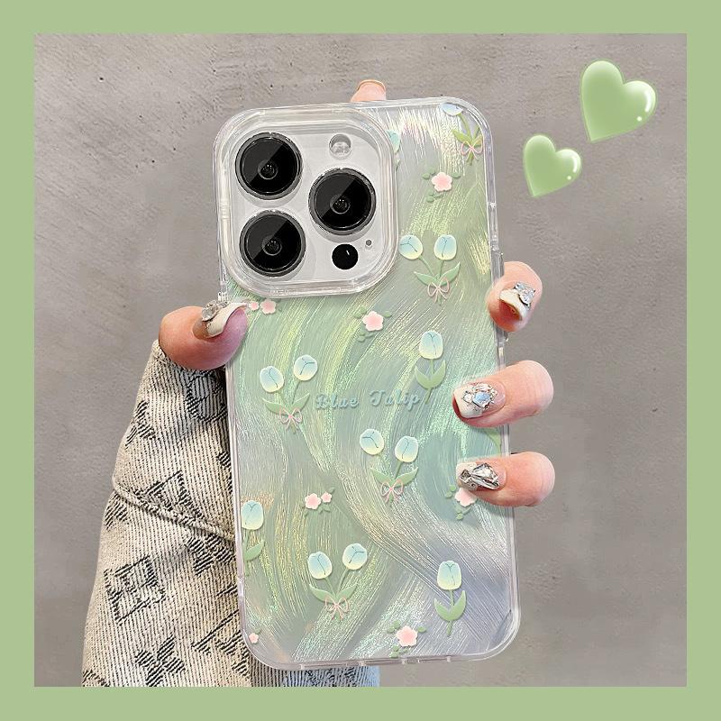 Подходит для чехла для мобильного телефона Apple 15pro Iphone14plus Мазня Тюльпан Подставка 13 Высококачественная Перьевая пряжа IMD