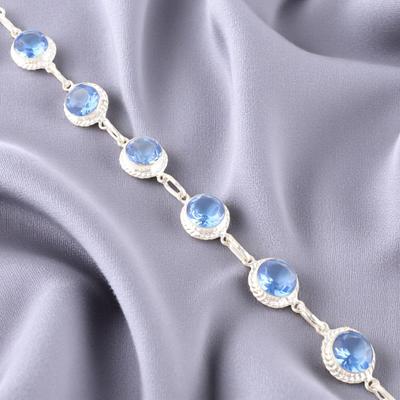 Натуральный Танзанит Драгоценный Камень 925 Стерлинговое Серебро Ювелирные Изделия Ручной Работы Бохо Браслет 9" RB-8-3