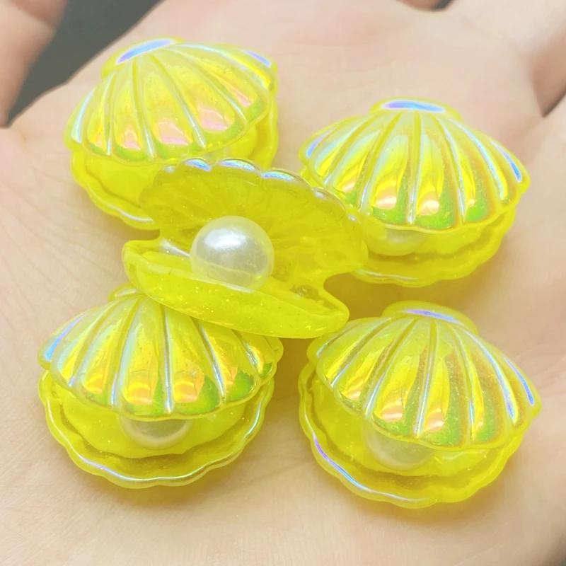 Новые 10 шт. милых цветных перламутровых ракушек Kawaii с плоским основанием из смолы, кабошонов для скрапбукинга, сделай сам, ювелирные изделия, украшения, аксессуары E