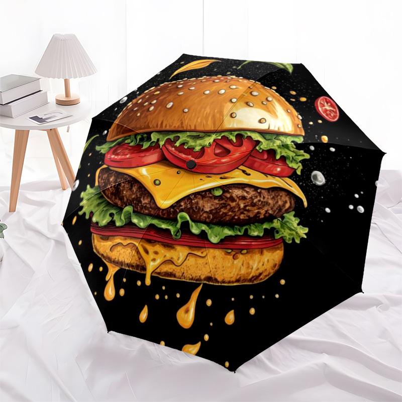 1pc Cheeseburger, Hamburger Automatic Open/Close Umbrella, Folding Compact Umbrella with Lightweight Design for Women/Men yy251011109