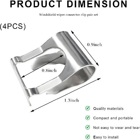 4 PCS Wiper Repair Clip, Automotive Windscreen Motor Linkage Bushing Rods Arms Link Repair Clip Kit, Universal Windshield Wiper Vehicle Steel Linkage