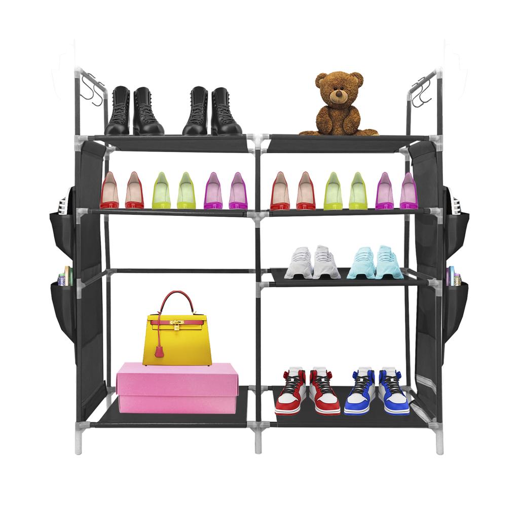 Nyana Home Modular Shoe Rack for Up To 21 Pairs 95x90x27cm, 4 Side Pockets 4 Heights