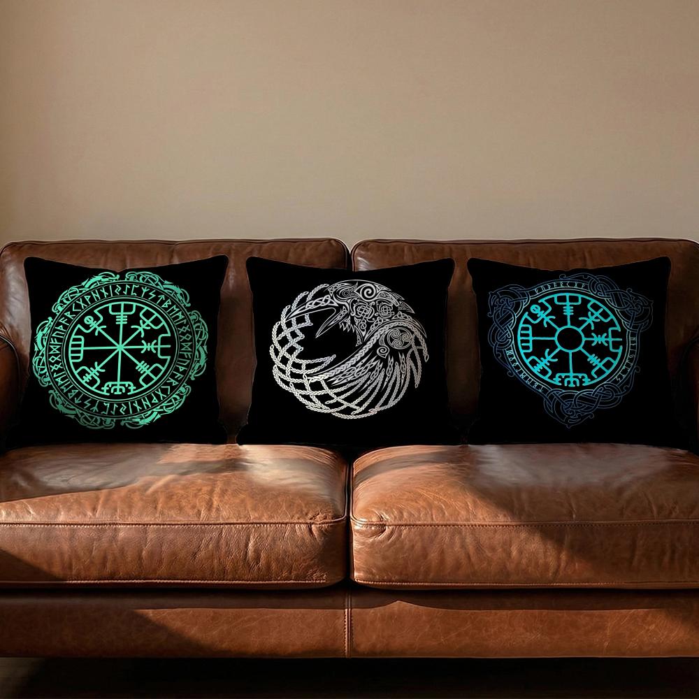 Viking Amulet Pattern Cushion Cover Soft Reversible Durable Pillow Cover MultiScene Use for Home Car Daily Comfort