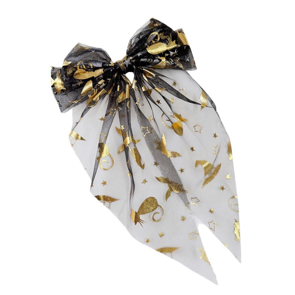 Mesh Tassel Bow Duckbill Clip Bronzing Transparent Halloween Hairpin Halloween Day Party