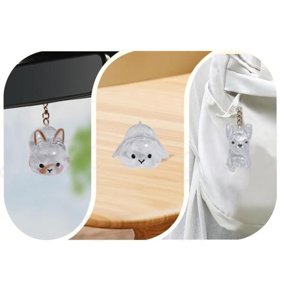 Шарм-брелок для сбора собачьей шерсти Прозрачная капсула для хранения шерсти питомца Памятный кролик Бутылочка-шарм для сбора шерсти питомца с кольцом для ключей Подарок для