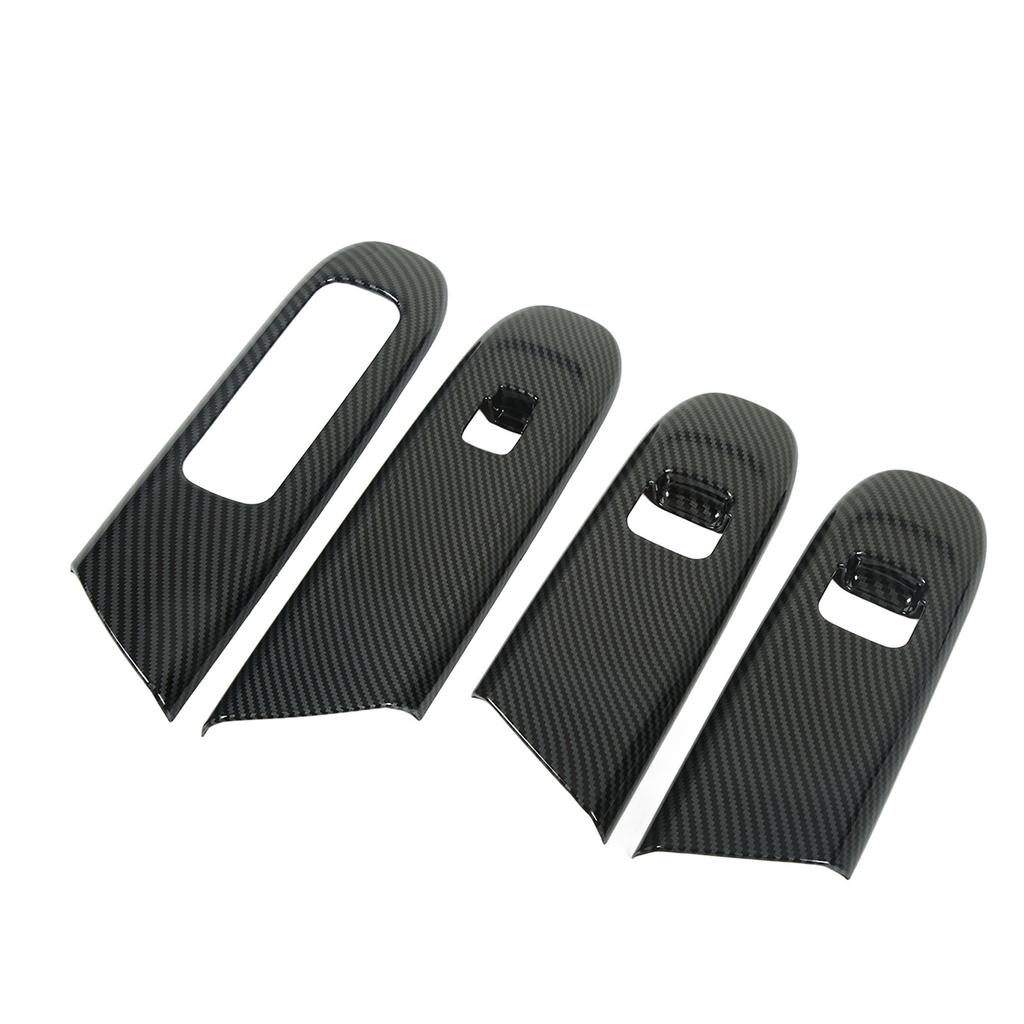 4 Pcs Door Window Control Panel Cover Carbon Fiber Style Window Lifter Decor Replacement for Mercedes‑Benz C‑class W206