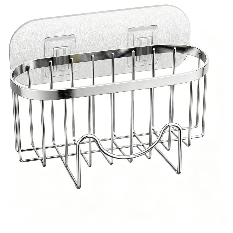 Suction Cup Sponge Storage Rack Hollowed Design with Hook Quick Drying Easy Clean Kitchen Sink Accessory