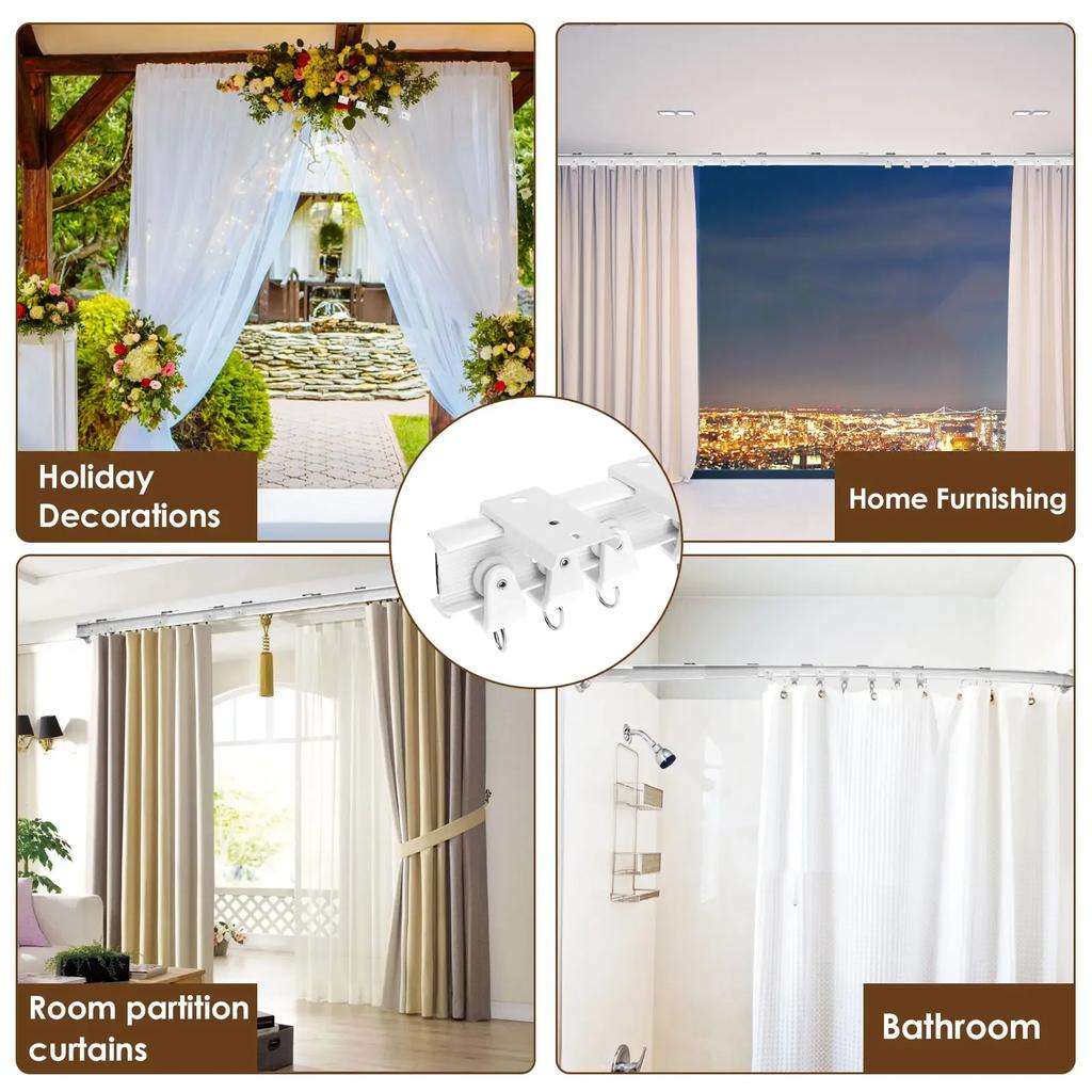 Потолочный карниз для штор 13 футов Гибкий изогнутый карниз для штор Потолочное крепление Сгибаемая раздвижная система карнизов для штор Разделитель для штор