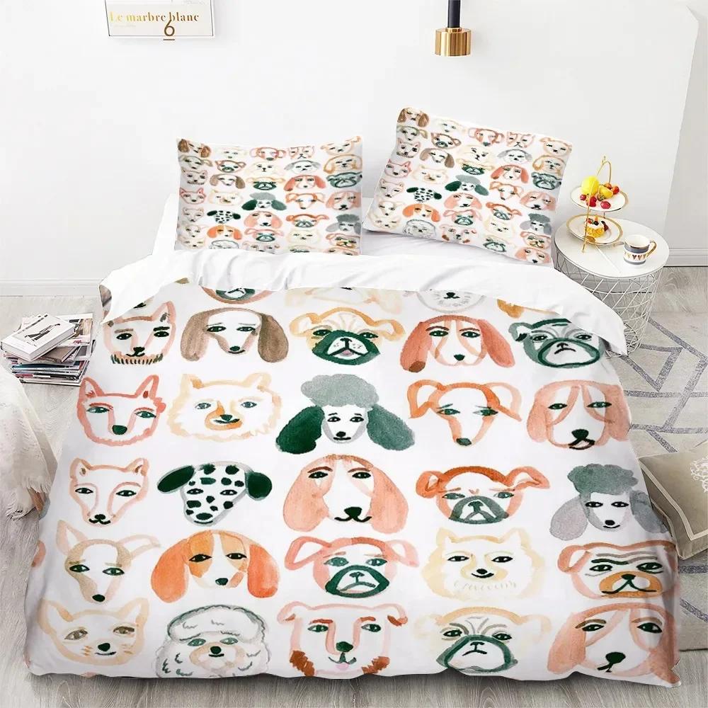 Cute Cartoon Dogs Animal 3D Duvet Cover Bedding Set Comforter Linen Pillowcases Quilt Cover Home Decor Single Double Twin