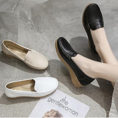 Весна/лето, однотонные, с круглым носком, на танкетке, резиновые, повседневные и удобные, на плоской подошве, спортивные мокасины для мам Zapatos Mujer