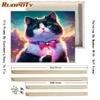 RUOPOTY Diy Paint By Numbers Beginners Kits Cat Animals Canvas Painting Acrylic Paint On Canvas Arts Craft For Home Decoration
