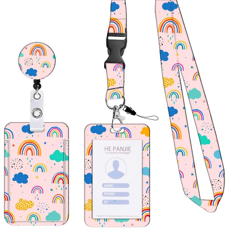 Выдвижной держатель для бейджа с леопардовым принтом, с держателем для карт, шейным шнурком, стильный брелок для ID-карты, бейджа работника, для женщин