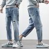 Модные брендовые потертые джинсы Harlan, новая тенденция на резинках, японские свободные винтажные джинсы прямого кроя, мужская одежда