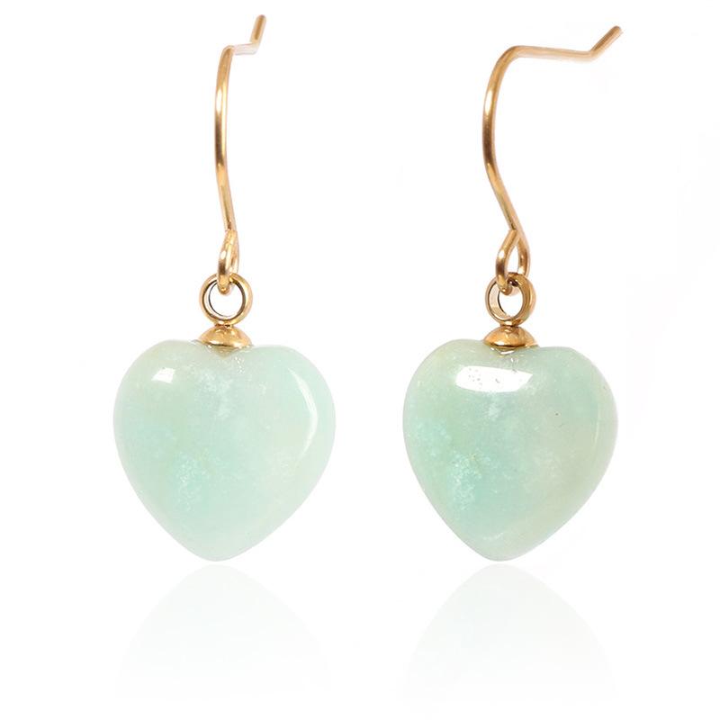 Комплект украшений в форме сердца, ожерелье из натурального камня, серьги Love, женские летние, высококачественные, не выцветающие, титановая сталь