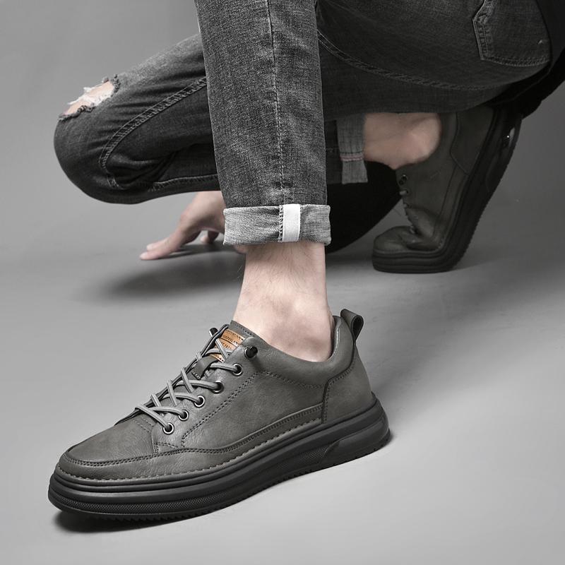 Новое поступление мужской обуви повседневные мужские кроссовки из натуральной кожи мужские удобные прогулочные туфли на шнуровке мужская однотонная обувь для отдыха на открытом воздухе