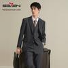 SEVEN Men's Plaid Jacquard 3-Piece Business Suit