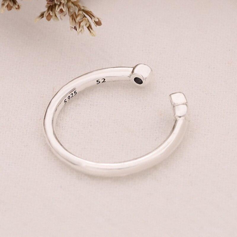 925 Sterling Silver Pan Ring Open Ring Decorated With Shining Love For Women Wedding Party Gift Fashion Jewelry
