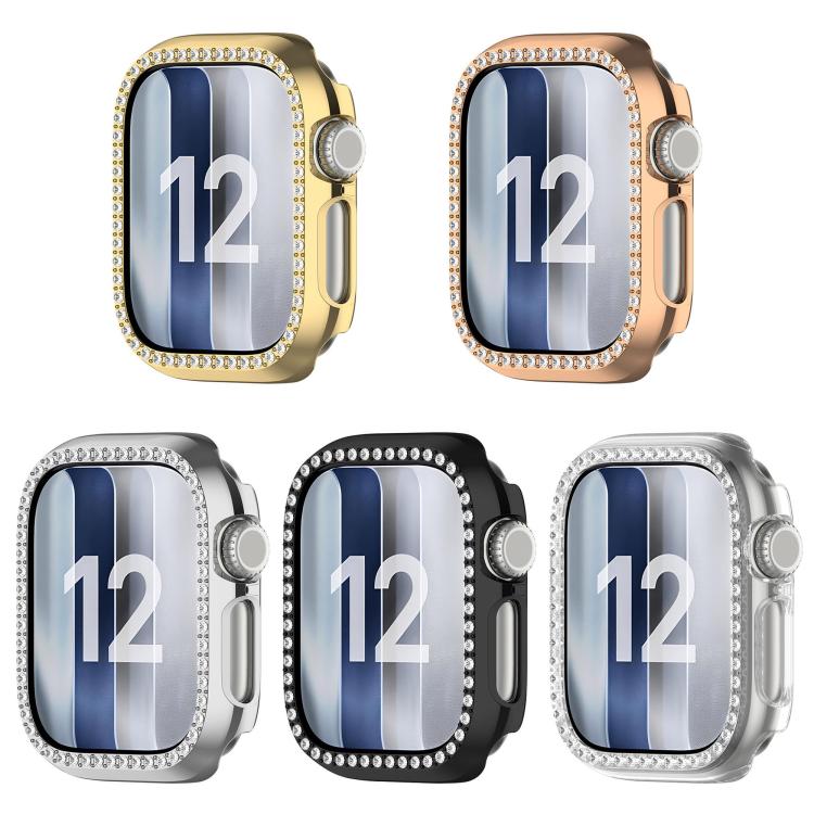 Single Row Diamond Hollow PC Watch Case for Apple Watch Series 12 42mm Aluminum / Titanium, Bling Anti-scratch Bumper Frame