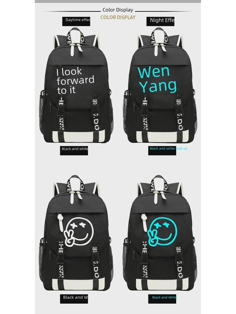 Мужской рюкзак из ткани Оксфорд: Модный светящийся школьный ранец, вдохновленный корейским аниме Харадзюку, для учеников младших классов