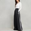 Adidas Originals Striped Elastic Wide Leg Casual Pants Women Bottoms Black IU2520