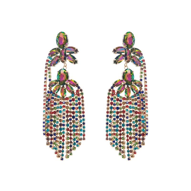 Женские серьги-капли с кисточками, серьги-подвески из титанового стального сплава, акриловые красочные хрустальные многослойные цветочные геометрические украшения для ушей