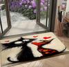 Фэнтези Черный и Красный Кот Любовь Дверной Коврик День Святого Валентина Напольный Коврик с Мультяшным Котом Вход Кухня Декор Передней Двери Коврик Веселый Коврик