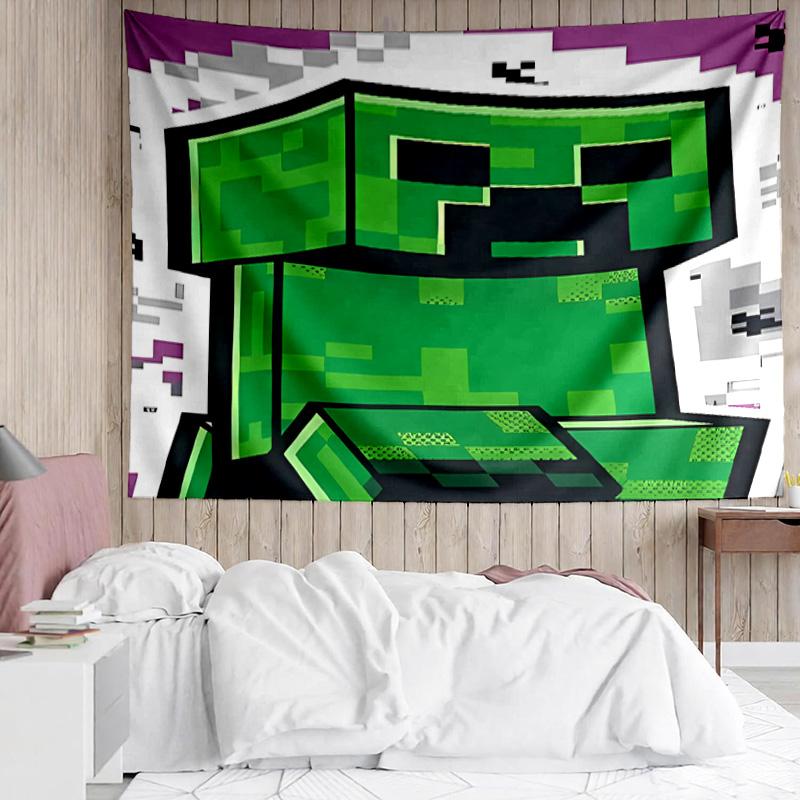 Blocky pixel game Tapestry for Bedroom Aesthetic Classroom Tapestries Wall Hanging for Living Room Dorm Office,Ideal Creative Gift