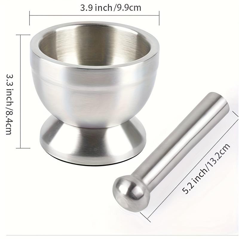 Stainless Steel Mortar And Pestle Set Kitchen Spice Grinder Pill Crusher With Lid Heavy Duty Pesto Powder Herb Bowl