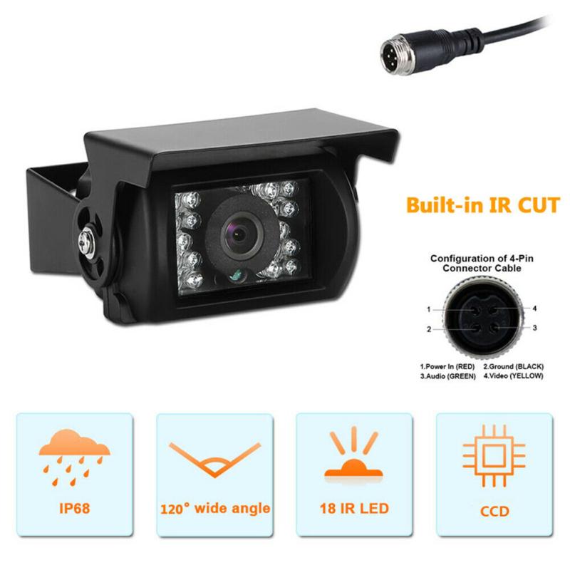 Metal Infrared 4pin Rear View Backup Camera 24v Hd Night Vision Reversing Camera Compatible For