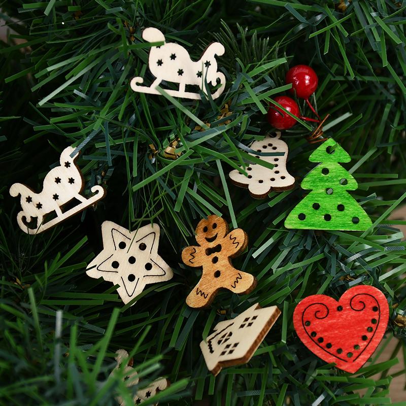 50 шт. рождественские деревянные украшения незаконченные деревянные срезы чип рождественская елка подвесной кулон Noel домашнее украшение DIY подарок ремесло