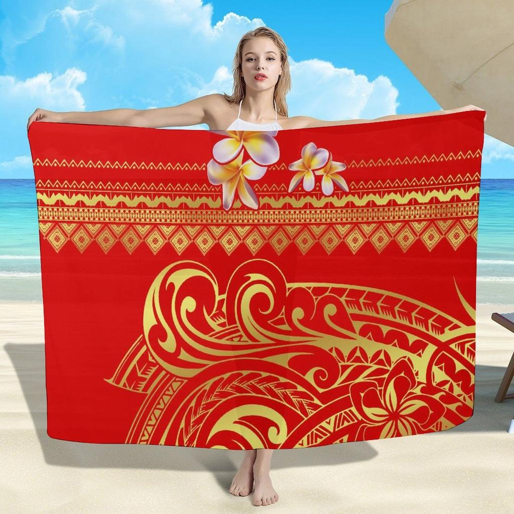 Summer Lightweight Women'S Sarong Shawl Polynesian Customizable Pattern Beach Essential Sun And Windproof Cape
