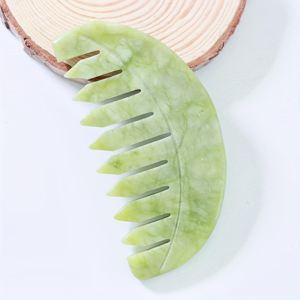 1pc Xiuyan Green Head Massage Comb, Natural Stone Guasha Scalp Massager Comb, Hair Comb Scalp Care Massage Tool. Multi-Functional Handheld Head