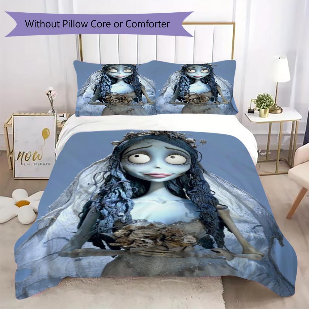 Corpse Bride Pattern Bedding uilt Set uilt Cover Pillowcase Home Decoration Birthday Gift (1 * duvet cover + 2 * pillowcase without core)19
