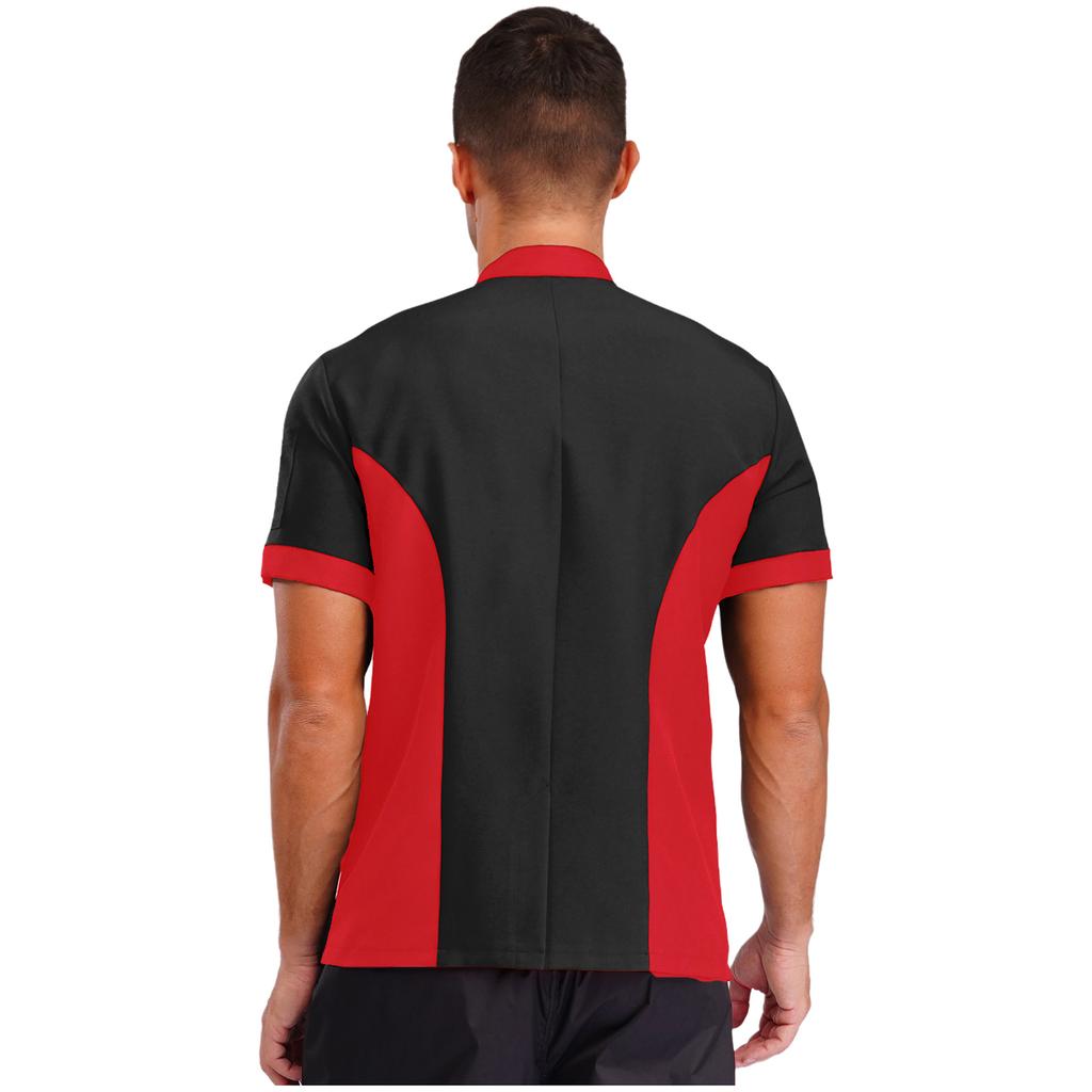 Унисекс Кухонная Униформа Короткий Рукав Цветной Блок Куртка Шеф-повара Поварской Халат Мужчины Женщины Рабочий Топ