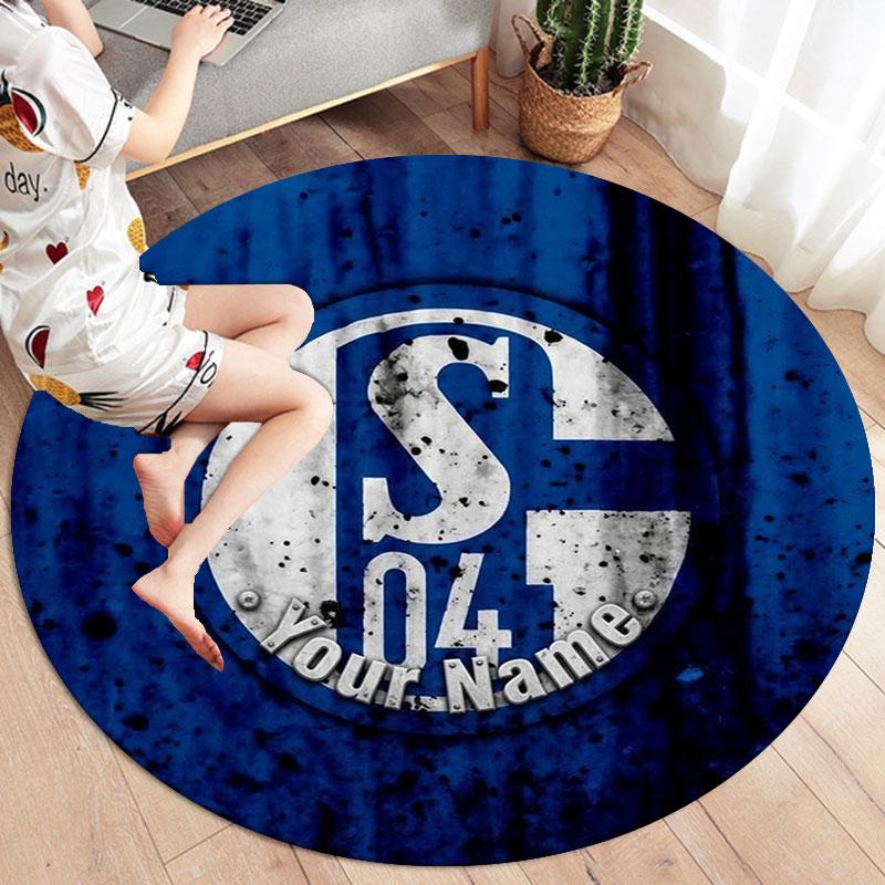 FC Schalke 04 Custom Name Round Area Rug,Carpet Rug for Living Room Bedroom Sofa Playroom Decor,Non-slip Floor Mat