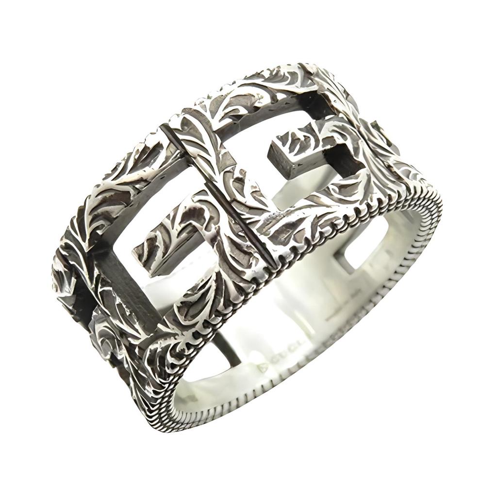Gucci Square G Logo Letter 925 Silver Ring Women ring 551918J8400081113
