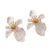 Temperament Creative Color Dopamine Metal Irregular Design Sense Large Flower Earrings Women'S Holiday Wind Earrings
