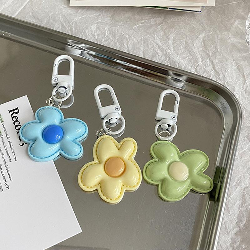 Cute Color Flower Pendant Keychains Bag Earphone Case Pendant Diy Accessories Car Key Ring Candy Color Key Chains Decor Jewelry